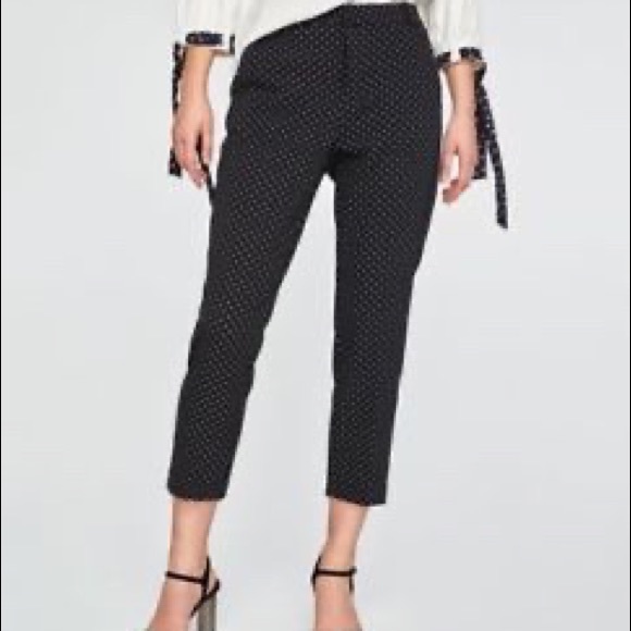 ZARA Polka dot trousers with trims, size S - Picture 3 of 8